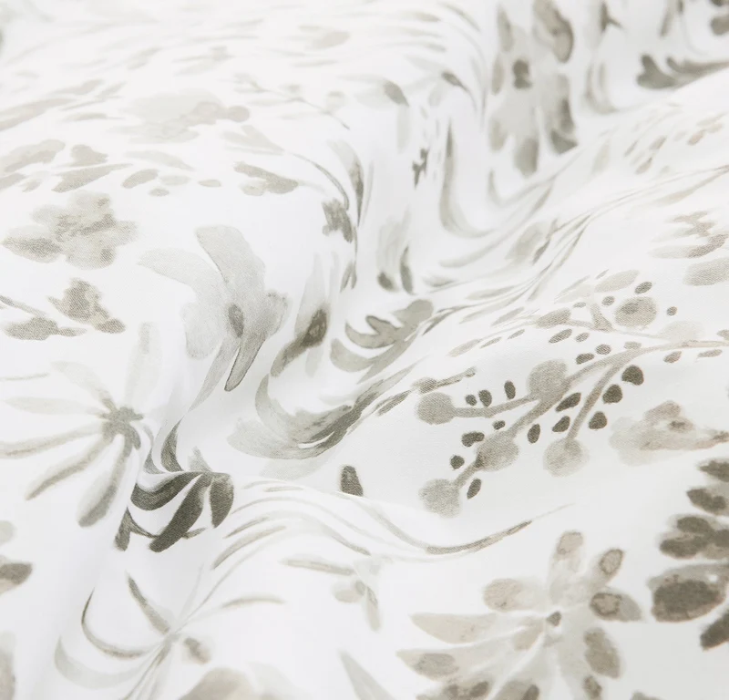Signature Hemmed Duvet Set - Pewter Botanical