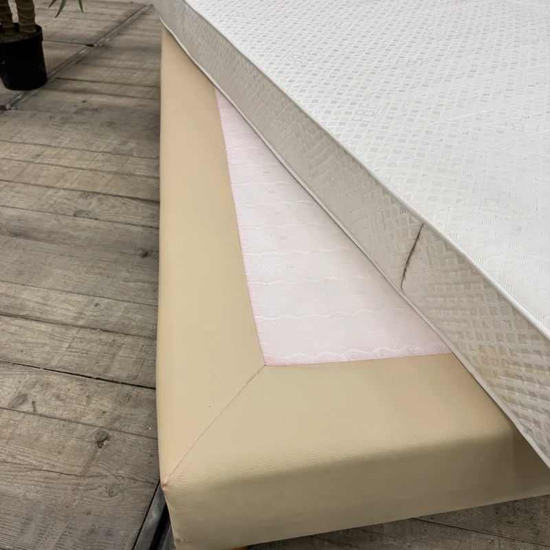 Boxspringbett inklusive Matratze 160x200 Polsterbett Beige Creme Bett Gebraucht