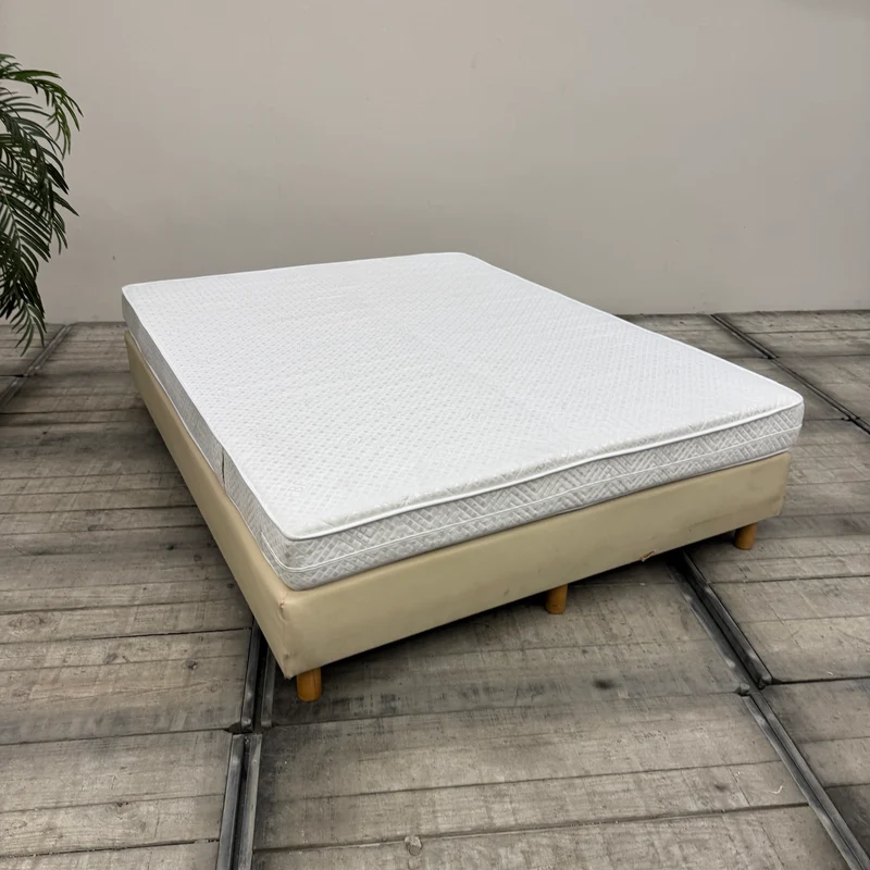 Boxspringbett inklusive Matratze 160x200 Polsterbett Beige Creme Bett Gebraucht
