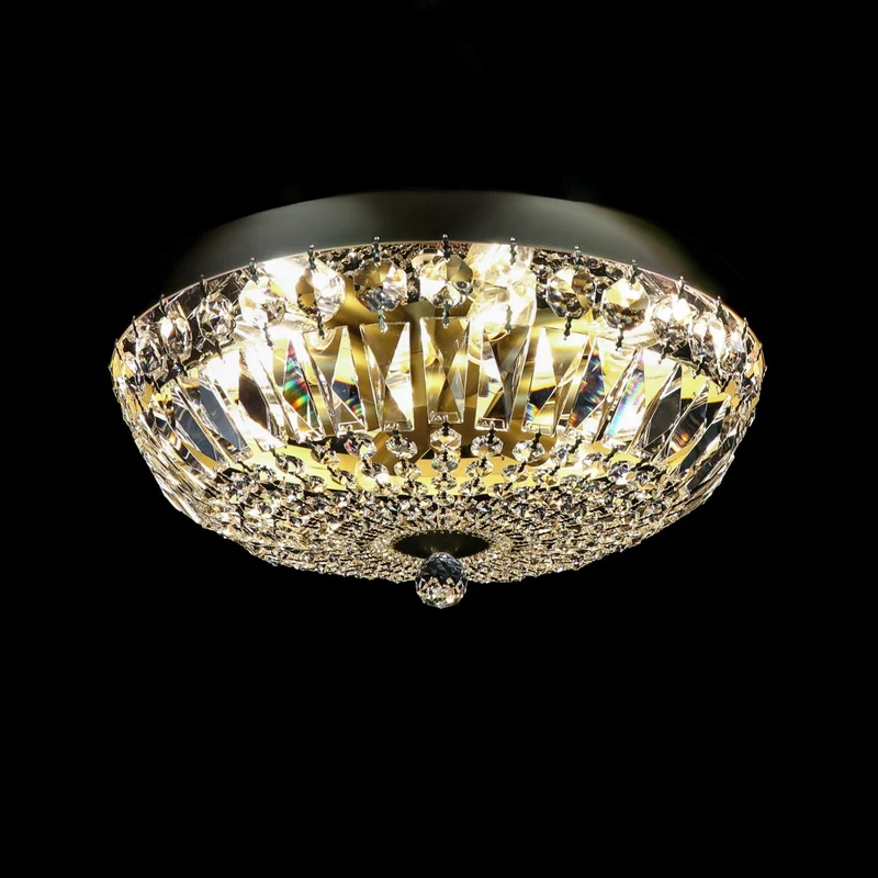 Casa Padrino Luxus Barock Kristall Deckenleuchte Silber Ø 40 x H. 17 cm - Prunkvolle Messing Deckenleuchte mit böhmischem Kristallglas - Barock Möbel - Edel & Prunkvoll