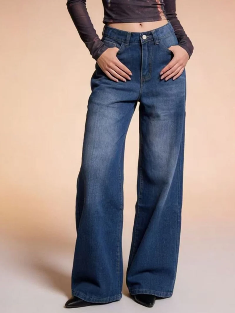 Jeans met hoge taille en wijde pijpen
