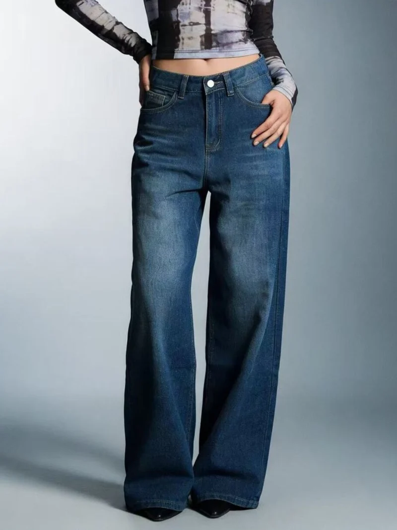 Jeans met hoge taille en wijde pijpen