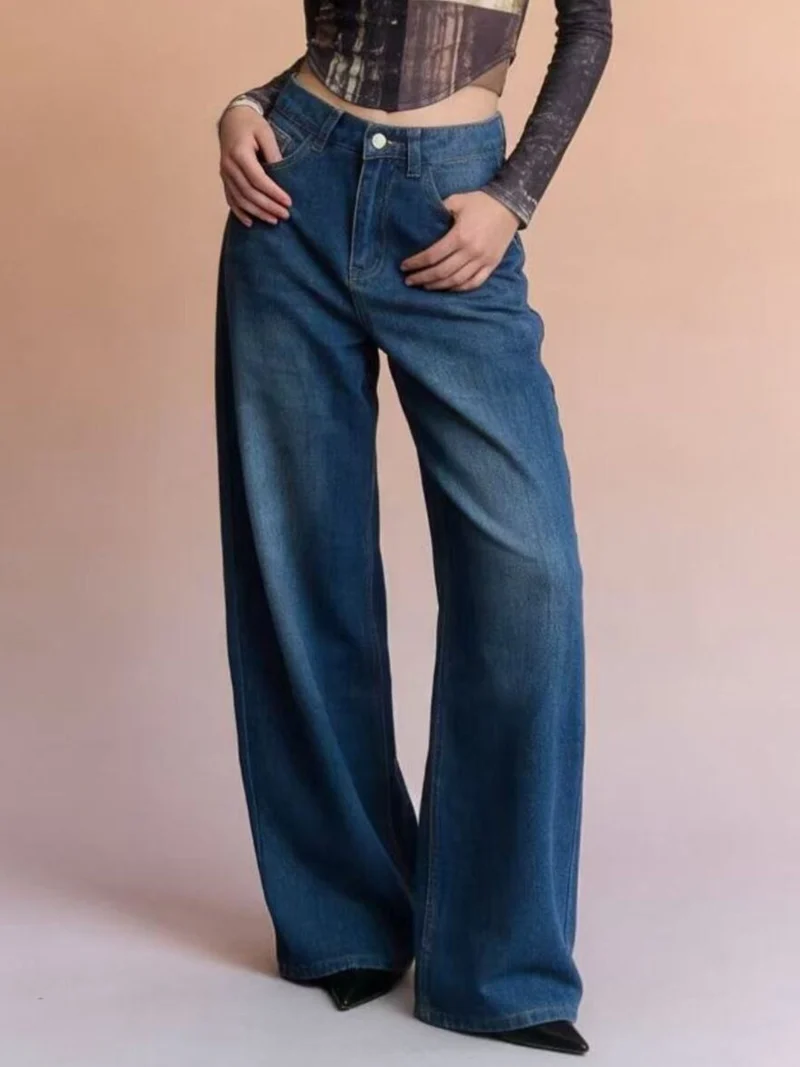 Jeans met hoge taille en wijde pijpen