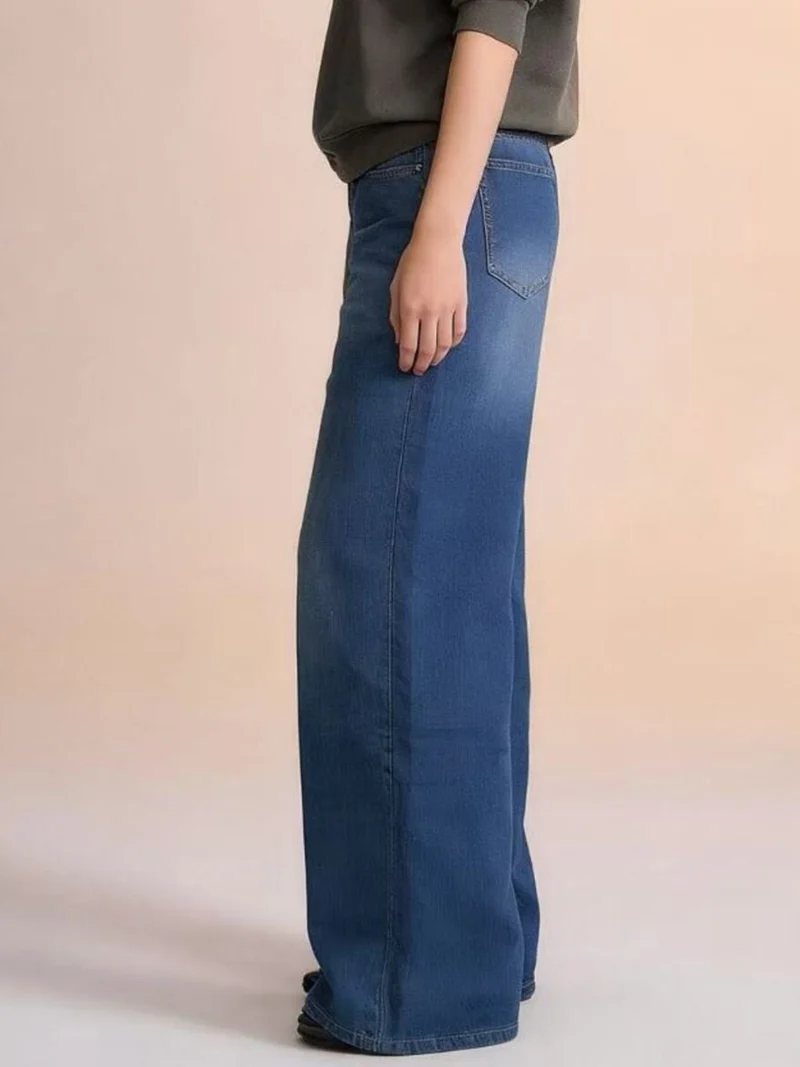 Jeans met hoge taille en wijde pijpen