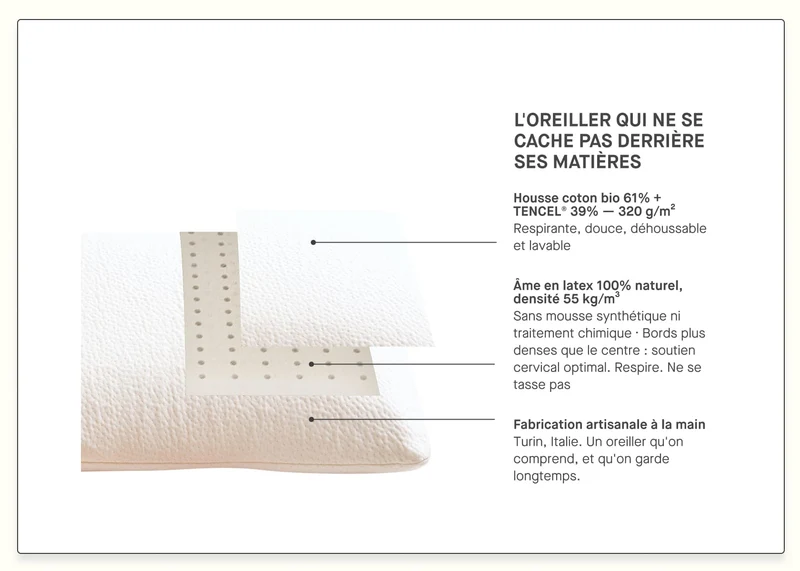 Oreiller en latex naturel