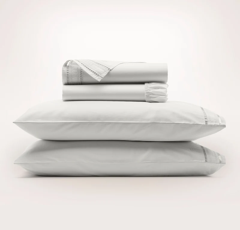 Signature Embellished Sheet Set - Mist/Mist Ladder Stitch