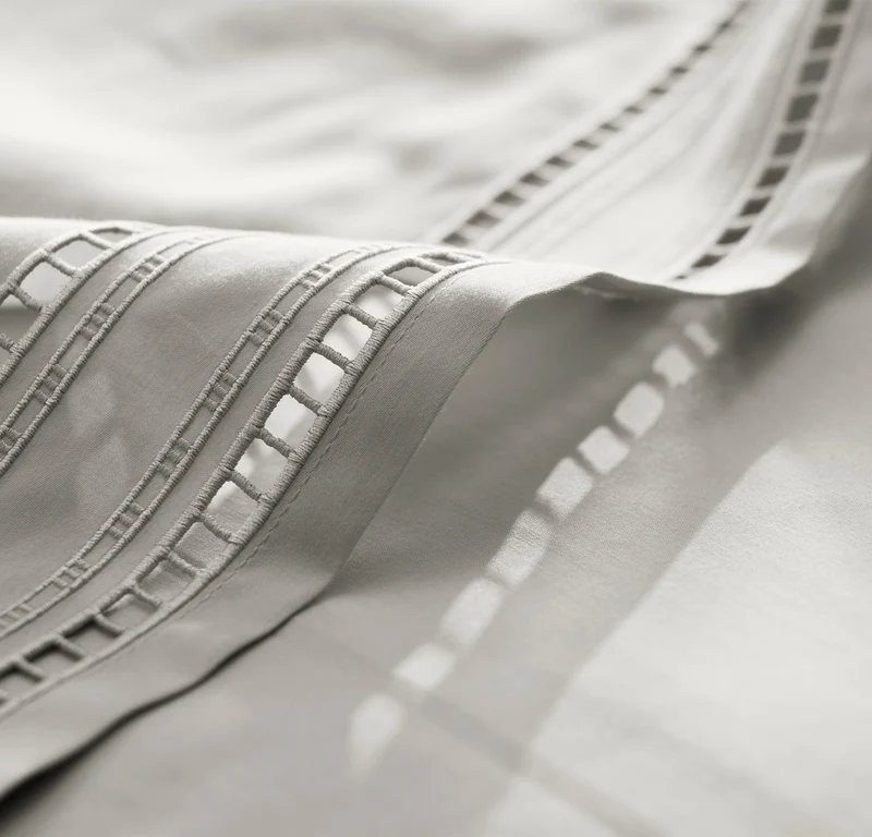 Signature Embellished Sheet Set - Mist/Mist Ladder Stitch