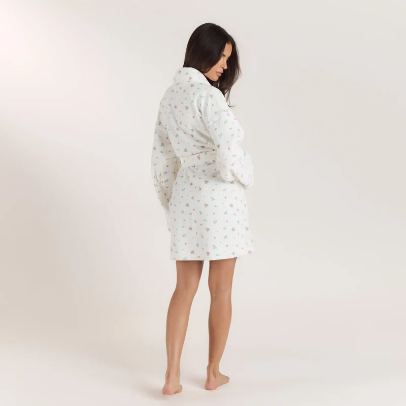 Towelling Badjas - Witte Print