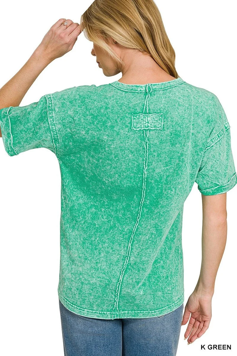 T-shirt in vintage stijl: Halo Washed Relaxed Fit T-shirt met zakje, 100% comfortabel katoen