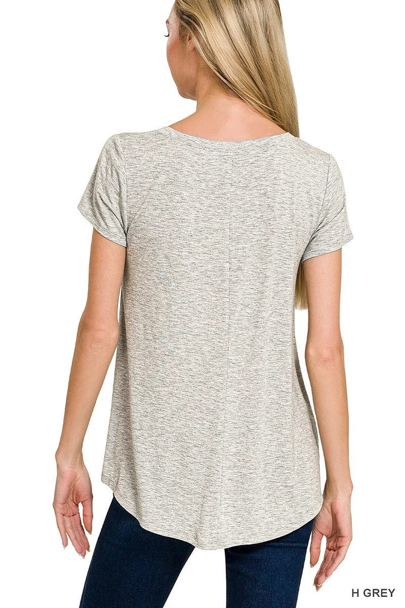 Elegante top van rayon met V-hals, korte mouwen en een flatterende ronde zoom - Lichtgewicht en comfortabel