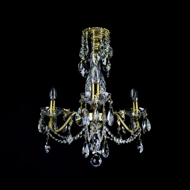 Casa Padrino Luxus Barock Kristall Kronleuchter Gold Ø 43 x H. 54 cm - Prunkvolle Messing Kronleuchter mit böhmischem Kristallglas - Barock Möbel - Edel & Prunkvoll