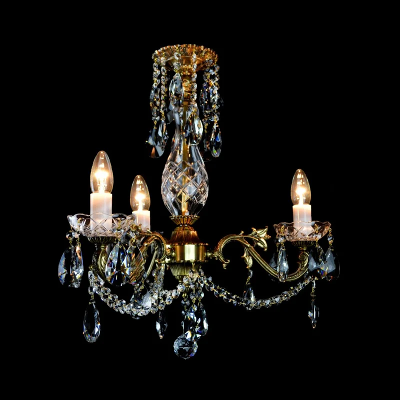 Casa Padrino Luxus Barock Kristall Kronleuchter Gold Ø 43 x H. 54 cm - Prunkvolle Messing Kronleuchter mit böhmischem Kristallglas - Barock Möbel - Edel & Prunkvoll