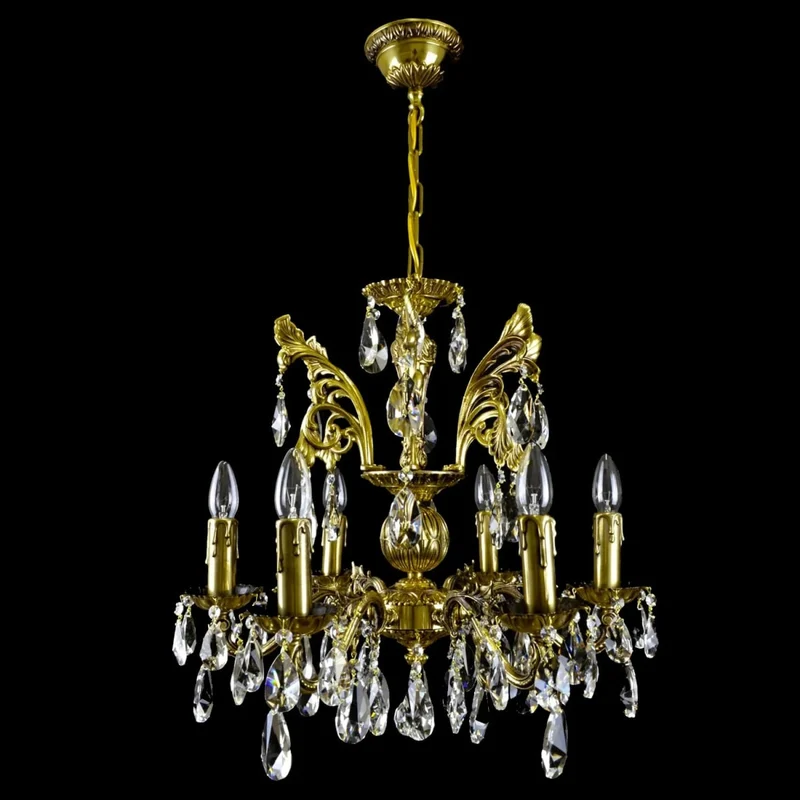 Casa Padrino Luxus Barock Kristall Kronleuchter Gold Ø 53 x H. 52 cm - Prunkvolle Messing Kronleuchter mit böhmischem Kristallglas - Barock Möbel - Edel & Prunkvoll