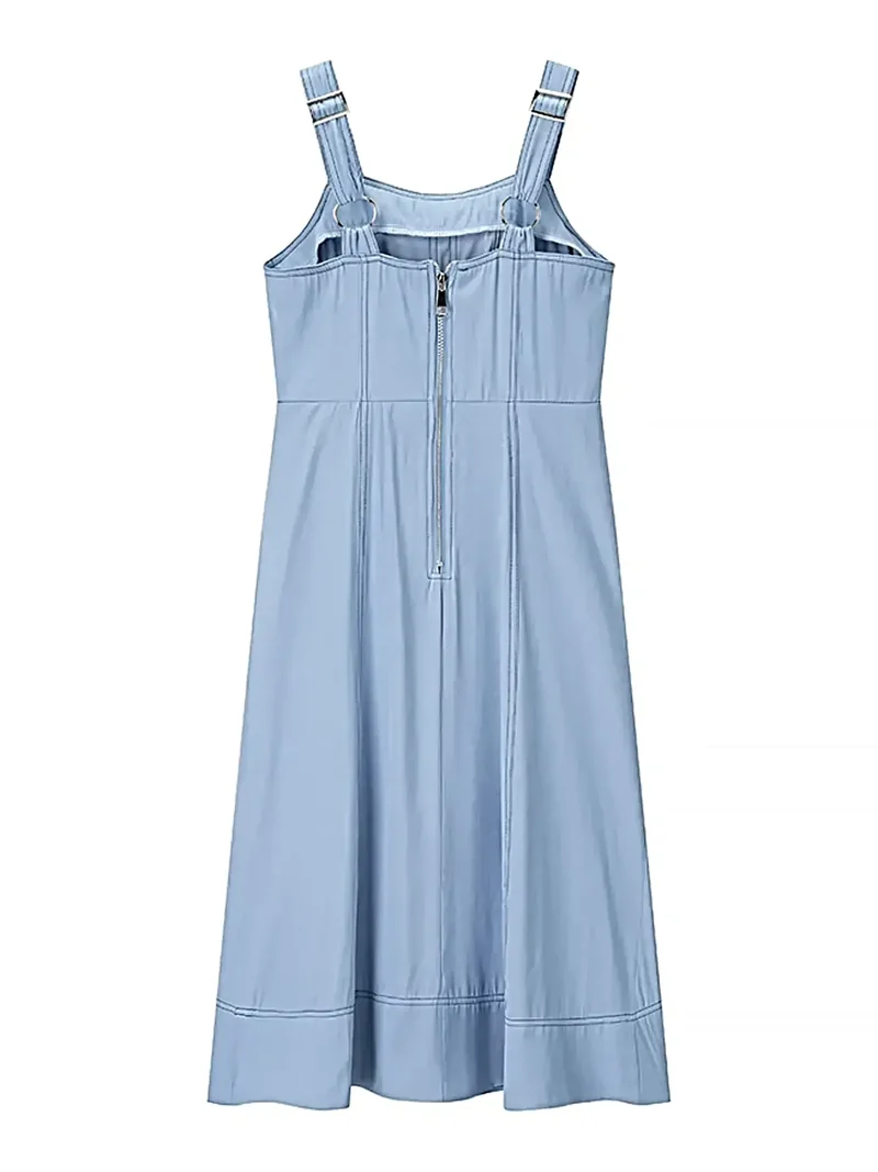 Chique jurk met sweetheart-halslijn, knoopjes en zakken - 100% polyester, niet-elastische stof