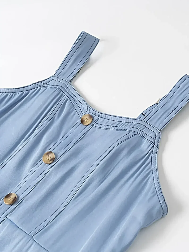 Chique jurk met sweetheart-halslijn, knoopjes en zakken - 100% polyester, niet-elastische stof