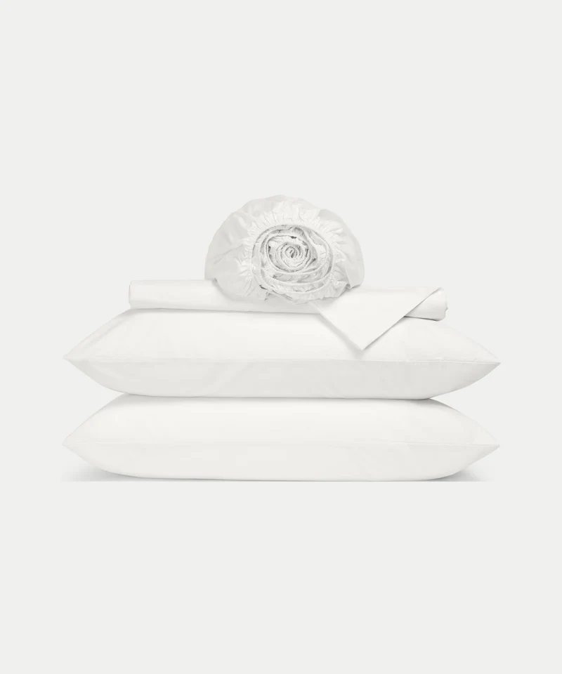 Bettwäsche Set & Spannbettlaken aus Perkal | Chalk White