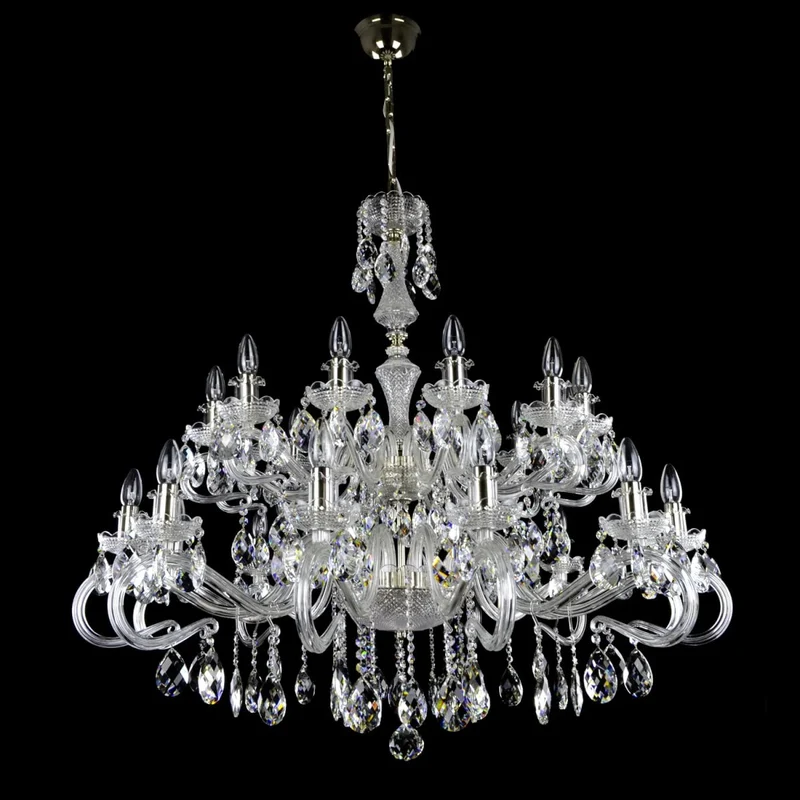 Casa Padrino Luxus Barock Kristall Kronleuchter Silber Ø 110 x H. 100 cm - Prunkvolle Messing Kronleuchter mit böhmischem Kristallglas - Barock Möbel - Edel & Prunkvoll