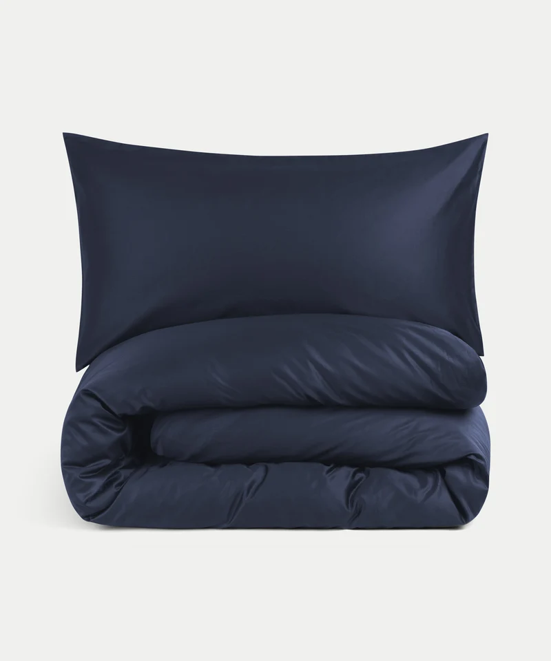 Bettwäsche Set & Spannbettlaken aus Satin | Harbour Blue