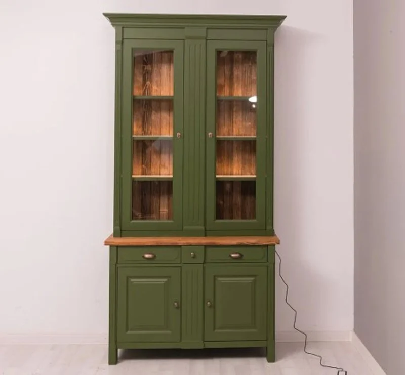 Casa Padrino Vitrine im Landhausstil mit 2 Türen, 110 x 50 x 230 cm