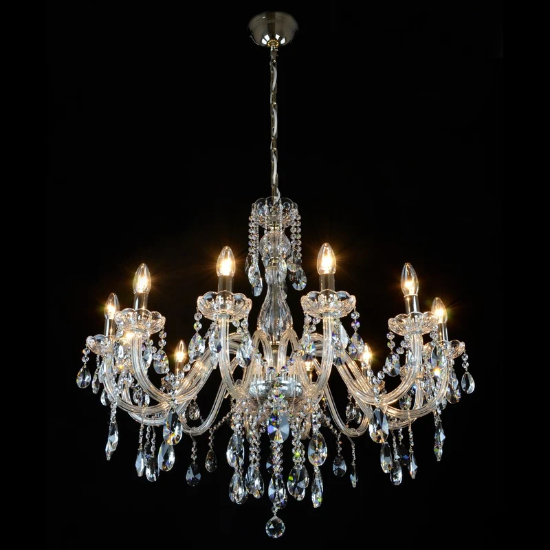 Casa Padrino Luxus Barock Kristall Kronleuchter Silber Ø 83 x H. 77 cm - Prunkvolle Messing Kronleuchter mit böhmischem Kristallglas - Barock Möbel - Edel & Prunkvoll