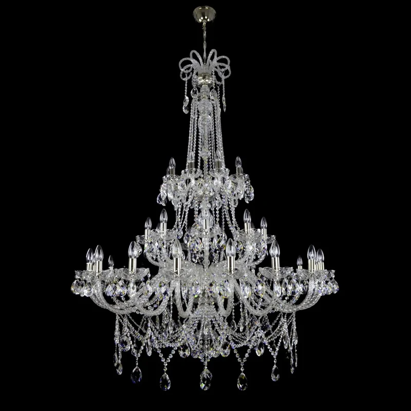 Casa Padrino Luxus Barock Kristall Kronleuchter Silber Ø 130 x H. 170 cm - Prunkvolle Messing Kronleuchter mit böhmischem Kristallglas - Barock Möbel - Edel & Prunkvoll