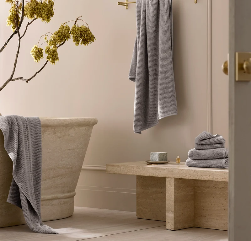 Turkish Ribbed Bath Towel Set