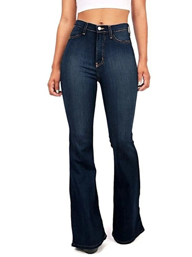 Luxe plus-size jeans met hoge taille en bootcut model, inclusief zakken - Licht elastische katoenmix