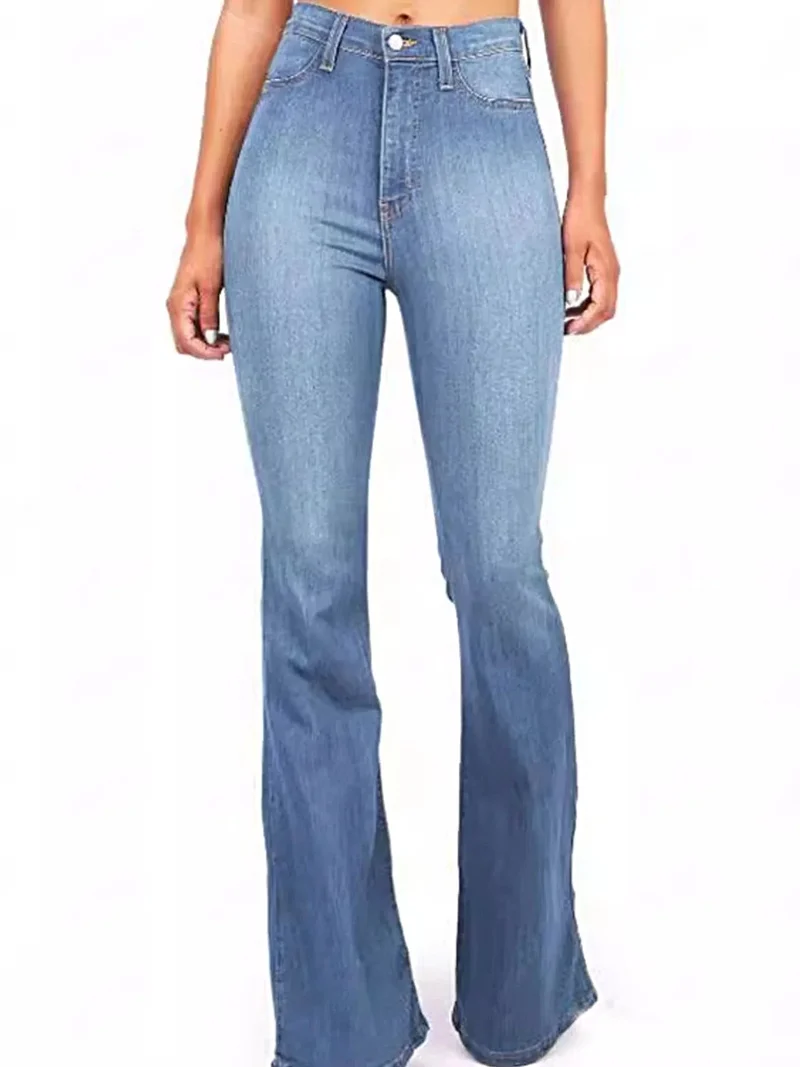 Luxe plus-size jeans met hoge taille en bootcut model, inclusief zakken - Licht elastische katoenmix