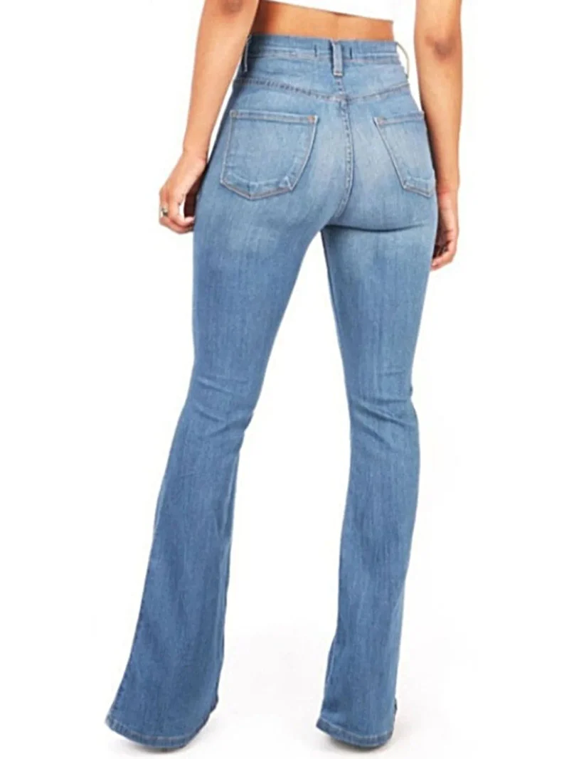 Luxe plus-size jeans met hoge taille en bootcut model, inclusief zakken - Licht elastische katoenmix