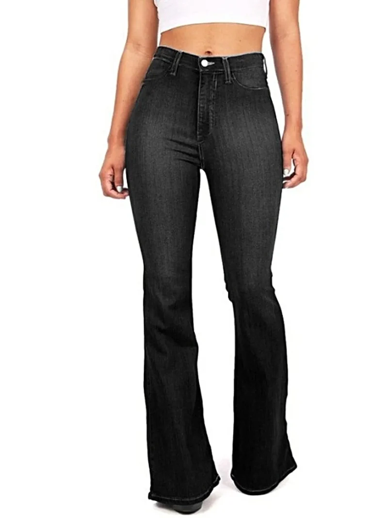 Luxe plus-size jeans met hoge taille en bootcut model, inclusief zakken - Licht elastische katoenmix