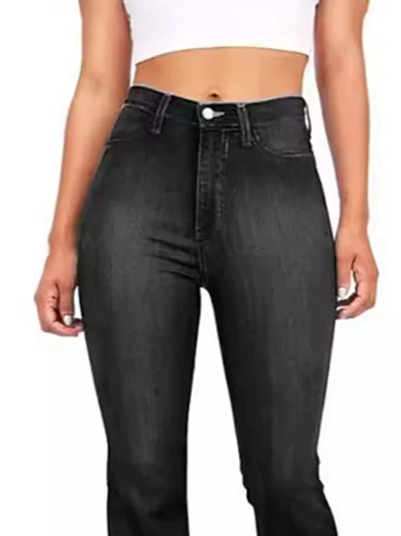 Luxe plus-size jeans met hoge taille en bootcut model, inclusief zakken - Licht elastische katoenmix