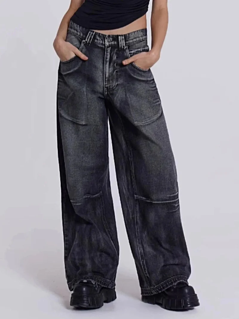 Vintage jeans met wijde pijpen, studs en zakken - 85% comfortabel katoen