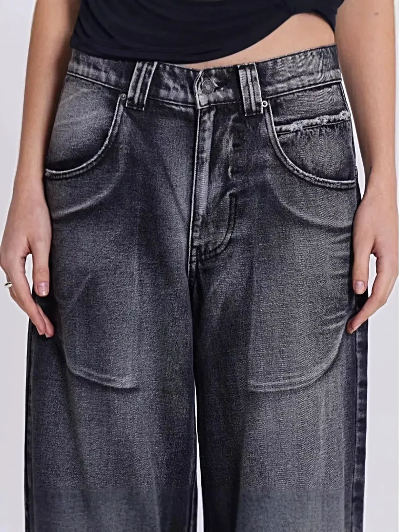 Vintage jeans met wijde pijpen, studs en zakken - 85% comfortabel katoen