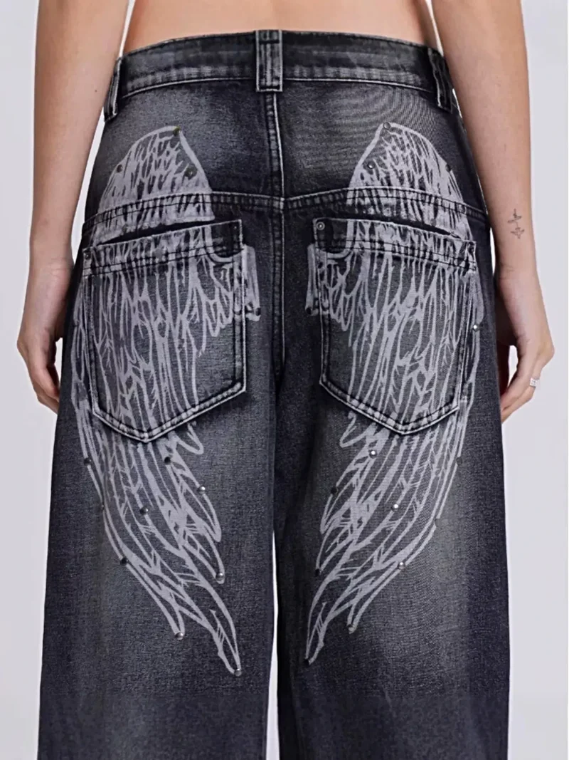 Vintage jeans met wijde pijpen, studs en zakken - 85% comfortabel katoen