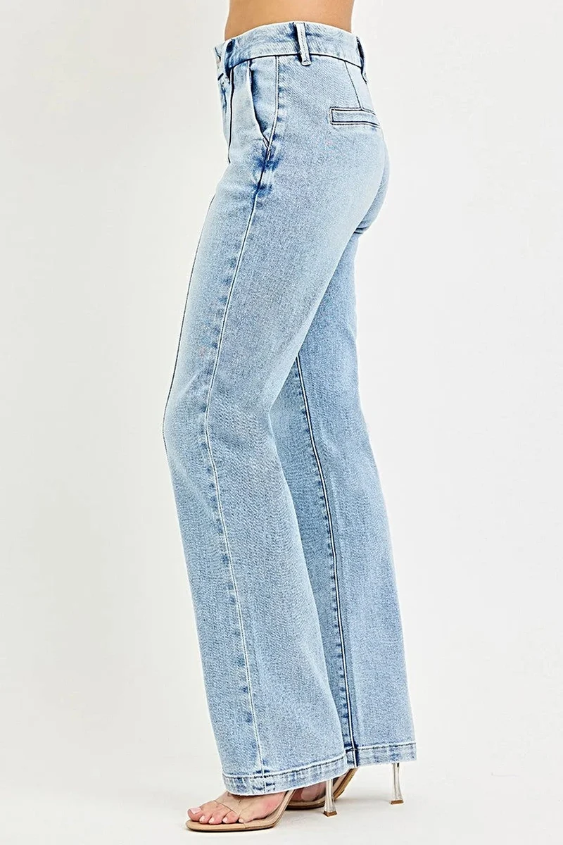 Jeans met buikcorrectie - Rechte pasvorm met hoge taille en plooien voor een flatterend silhouet