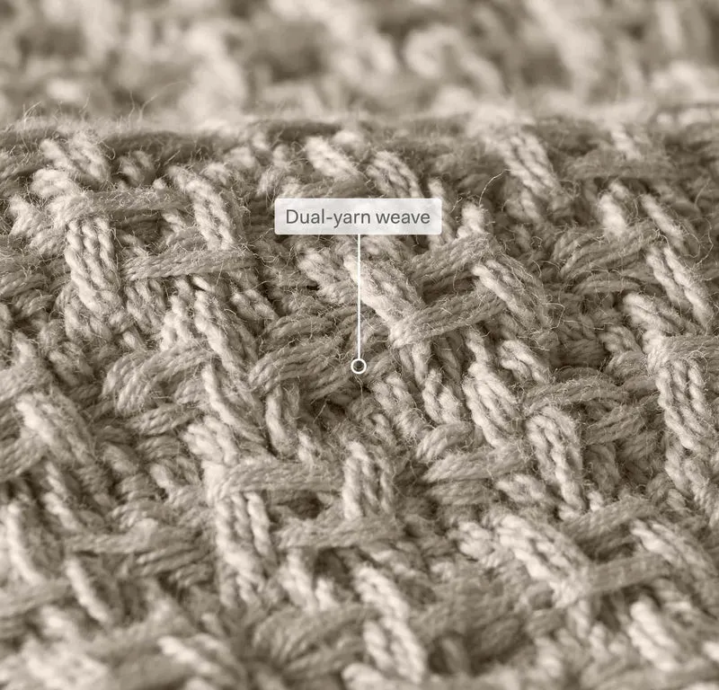 Modern Crochet Bed Blanket - Pewter