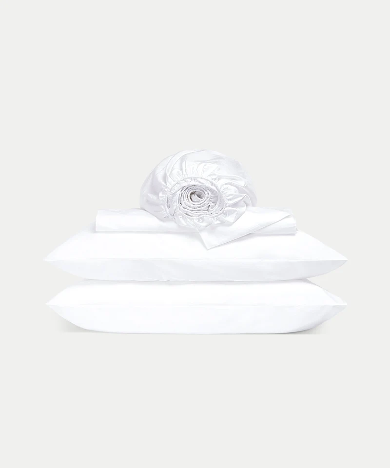 Bettwäsche Set & Spannbettlaken aus Satin | Weiß