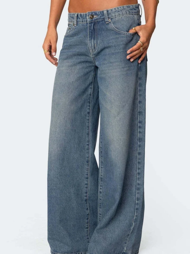 Vintage Wash Wide Leg Jeans