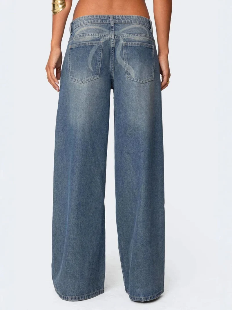 Vintage Wash Wide Leg Jeans