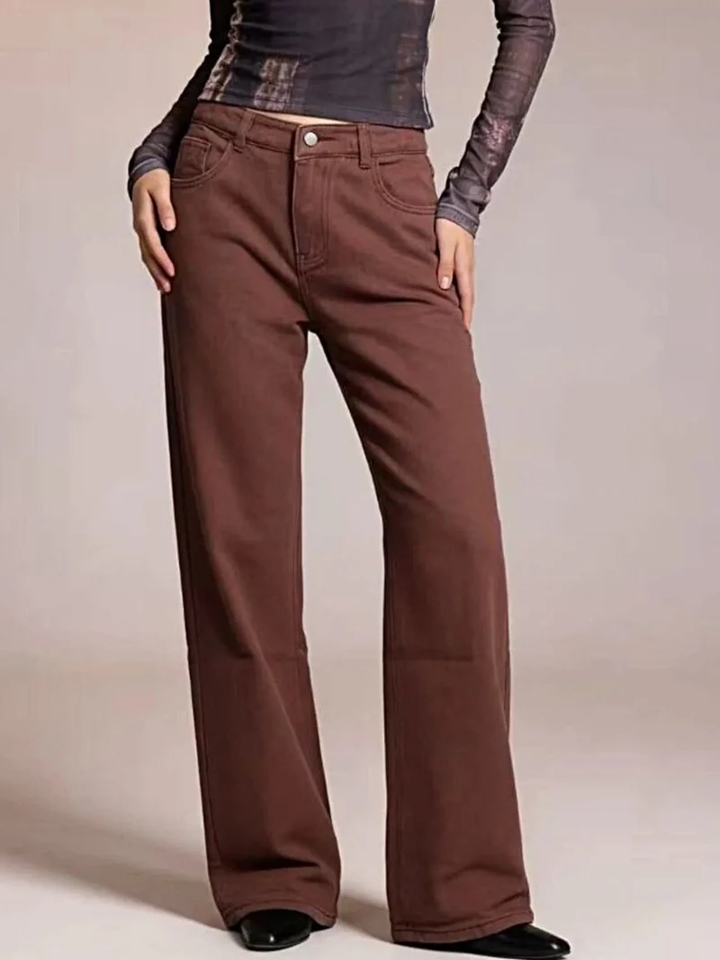 Jeans met vlinderrug voor dames - Stijlvol model met wijde pijpen, zakken, 85% katoen.