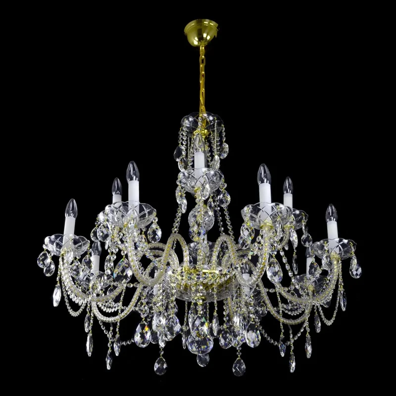 Casa Padrino Luxus Barock Kristall Kronleuchter Gold Ø 66 x H. 60 cm - Prunkvolle Messing Kronleuchter mit böhmischem Kristallglas - Barock Möbel - Edel & Prunkvoll