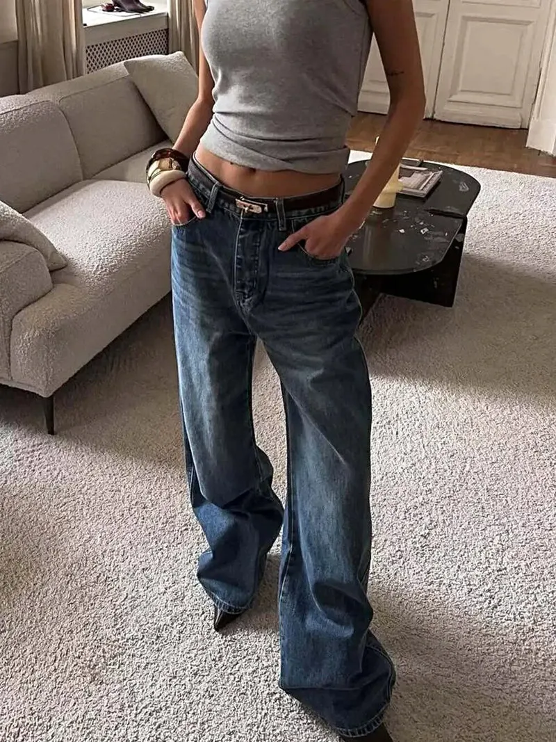Elegante jeans met wijde pijpen en zakken, 95% rayon, niet elastisch - perfecte pasvorm