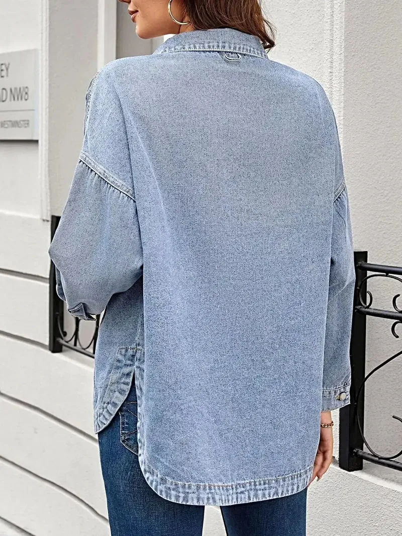 Casual oversized spijkerjas met zakken - Losse pasvorm, geïmporteerd, 95% rayon, 5% polyester