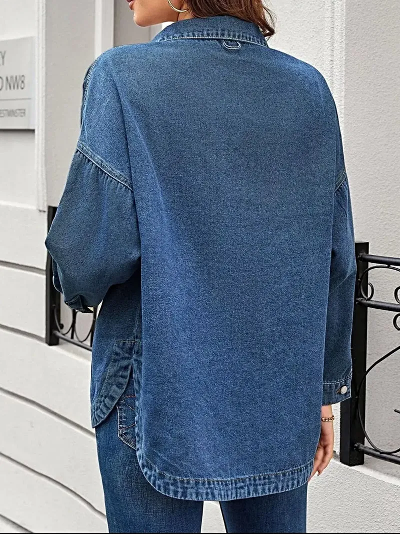 Casual oversized spijkerjas met zakken - Losse pasvorm, geïmporteerd, 95% rayon, 5% polyester