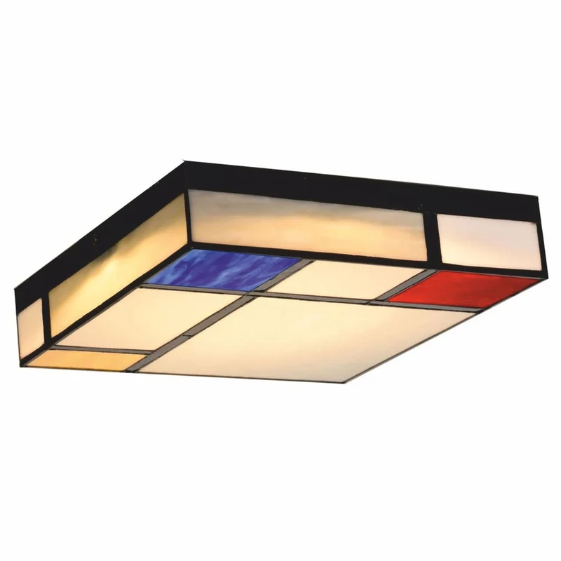 Casa Padrino Art Deco Tiffany LED Deckenleuchte Weiß / Rot / Blau / Gelb / Schwarz 30 cm - Art Deco Leuchten - Tiffany Leuchten