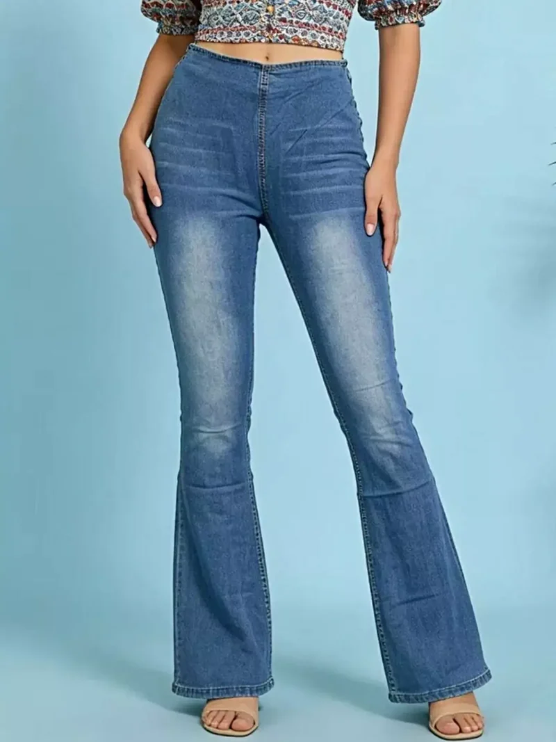 Stijlvolle flared jeans met hoge taille en zakken | Licht elastische katoenmix
