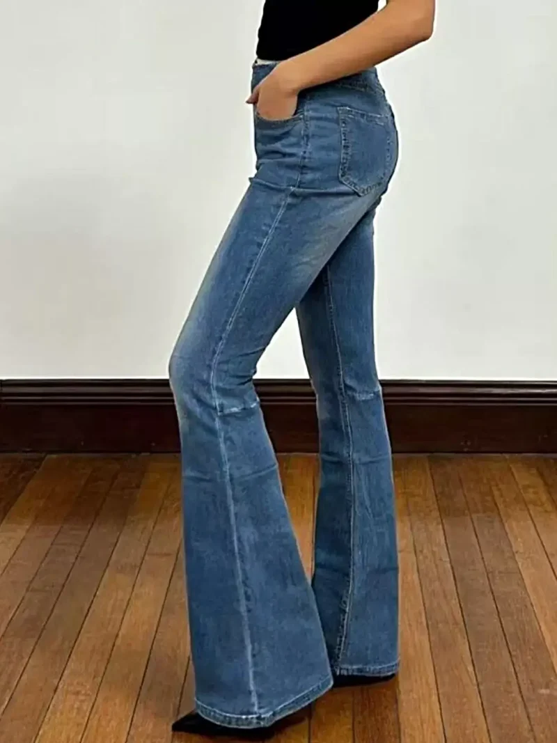 Stijlvolle flared jeans met hoge taille en zakken | Licht elastische katoenmix