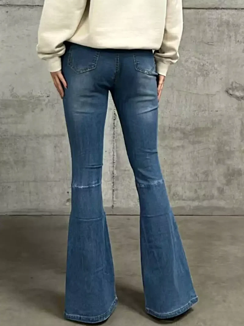 Stijlvolle flared jeans met hoge taille en zakken | Licht elastische katoenmix