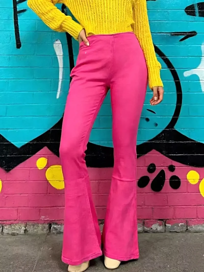 Stijlvolle flared jeans met hoge taille en zakken | Licht elastische katoenmix