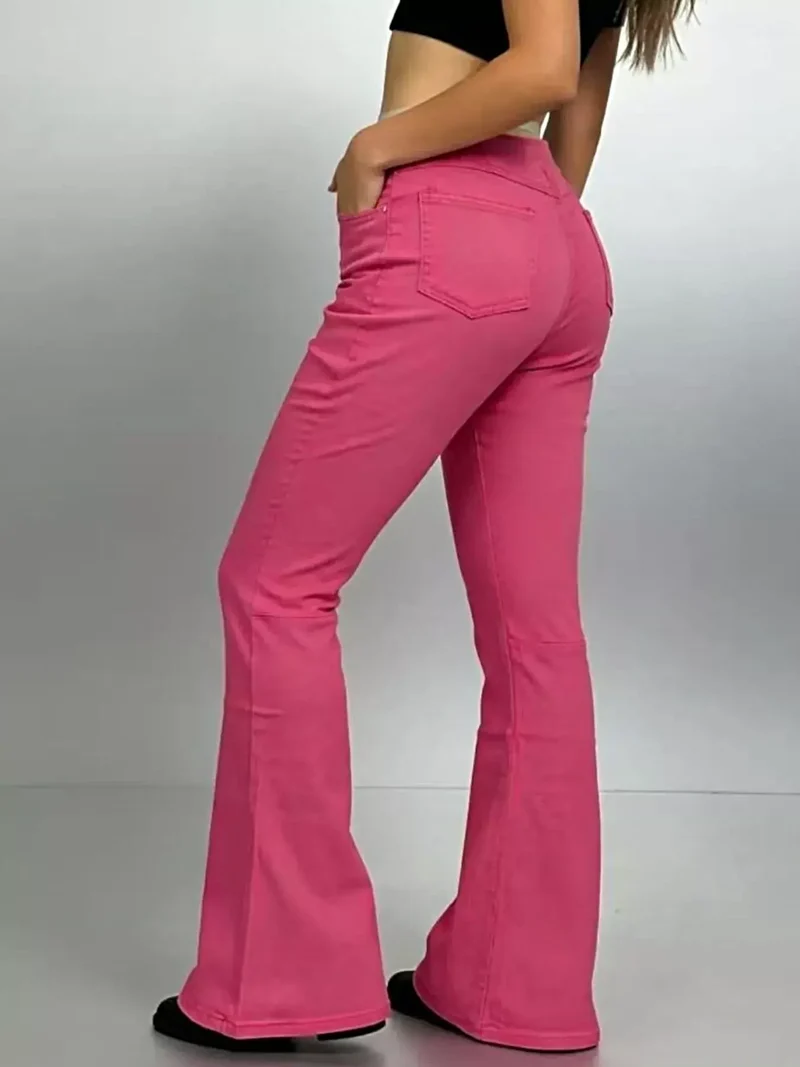 Stijlvolle flared jeans met hoge taille en zakken | Licht elastische katoenmix
